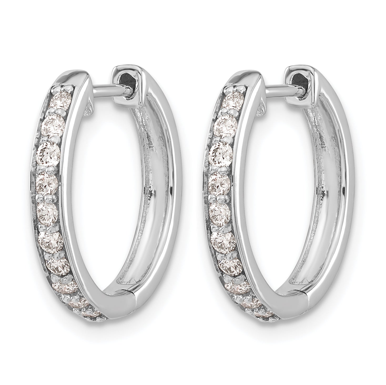 10k White Gold Diamond Hinged Hoop Earrings