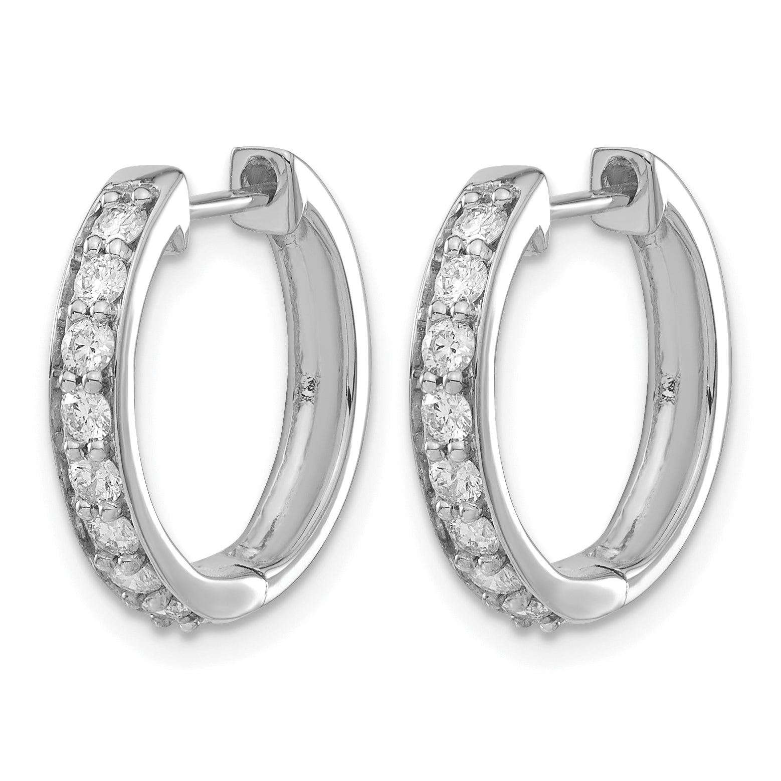 10k White Gold Diamond Hinged Hoop Earrings Secondary image
