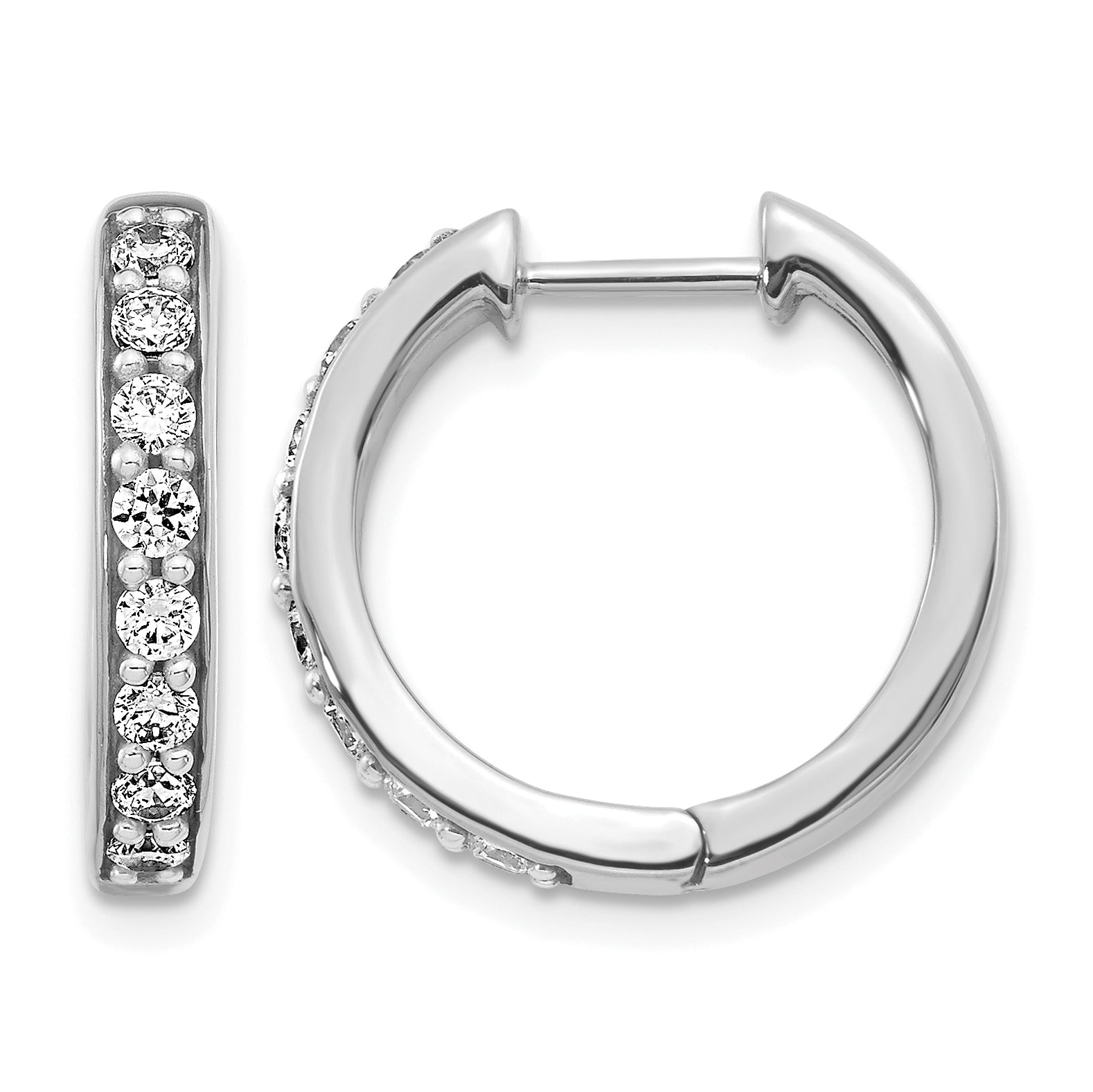10k White Gold Diamond Hinged Hoop Earrings Main image