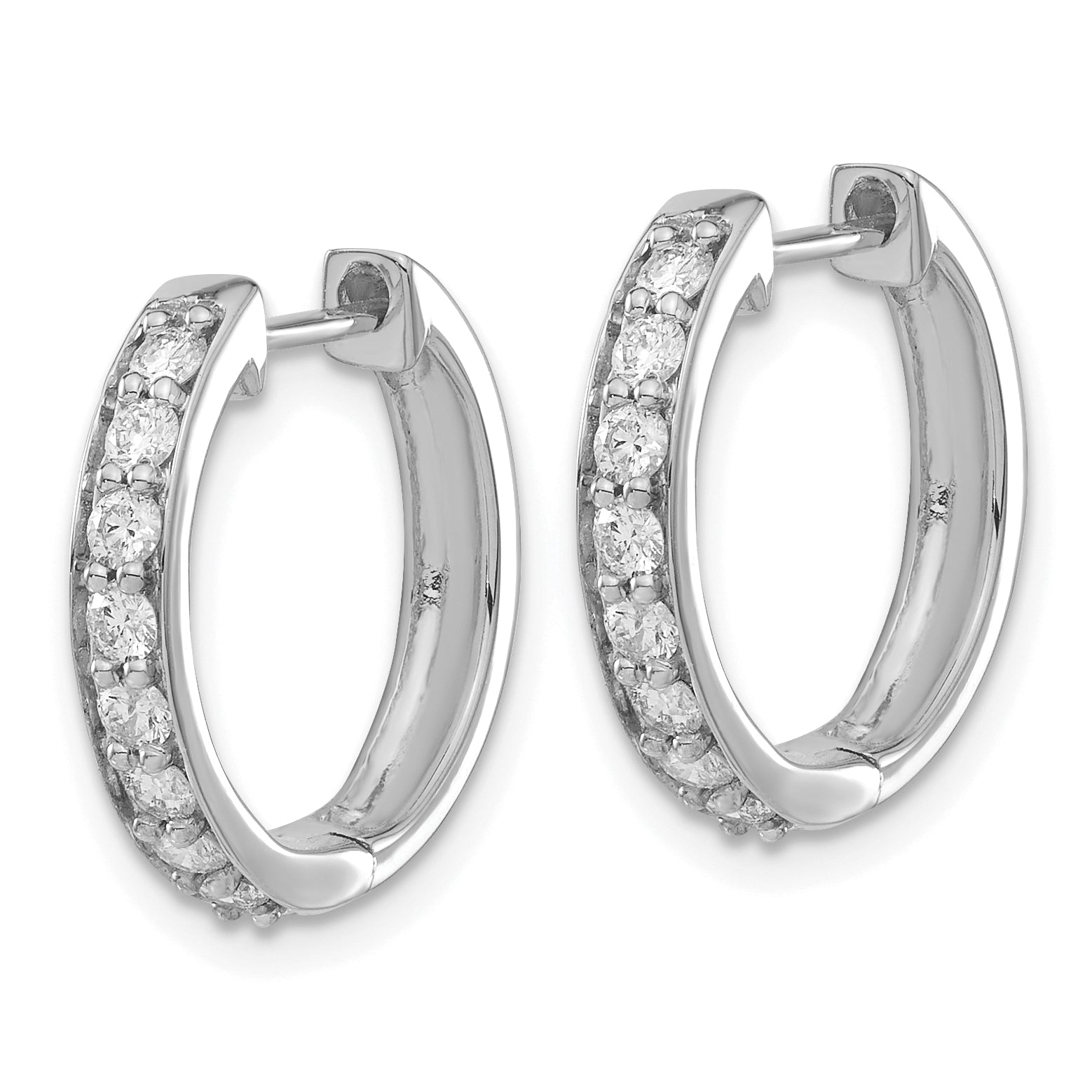 14k White Gold 1/2 carat Lab Grown Diamond VS/SI+ G+ Complete Hinged Hoop Earrings Secondary image