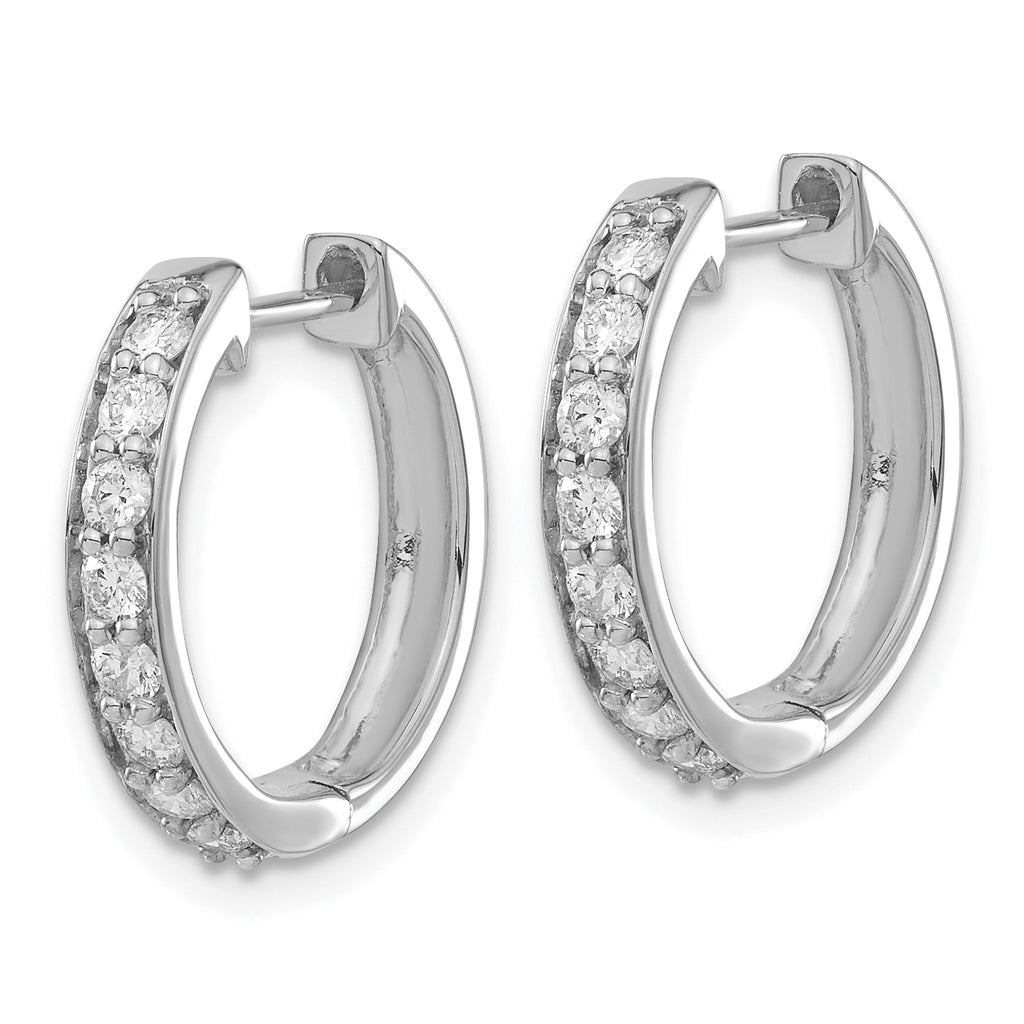 14k White Gold 1/2 carat Lab Grown Diamond VS/SI+ G+ Complete Hinged Hoop Earrings