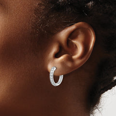 14k White Gold 1/2 carat Lab Grown Diamond VS/SI+ G+ Complete Hinged Hoop Earrings