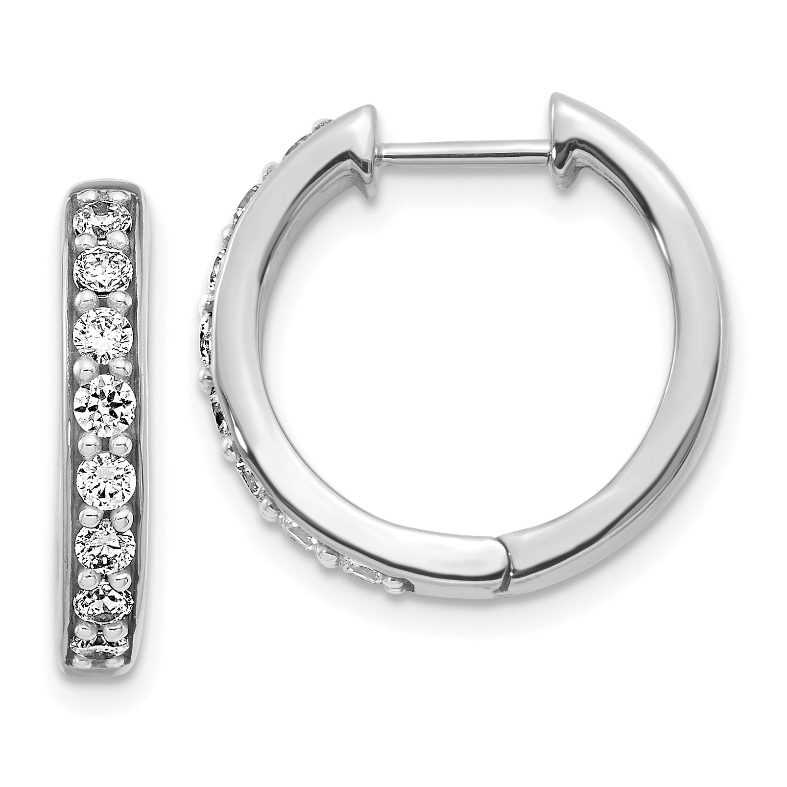 14k White Gold 1/2 carat Lab Grown Diamond VS/SI+ G+ Complete Hinged Hoop Earrings