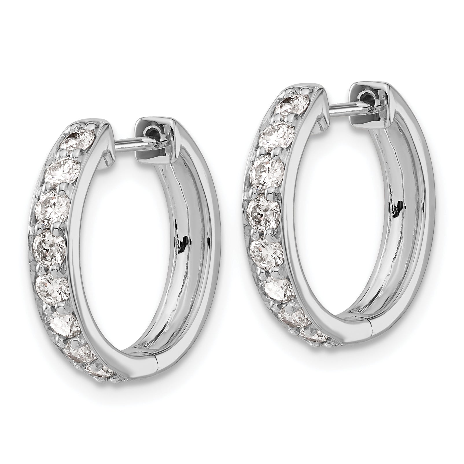 10k White Gold Diamond Hinged Hoop Earrings Secondary image