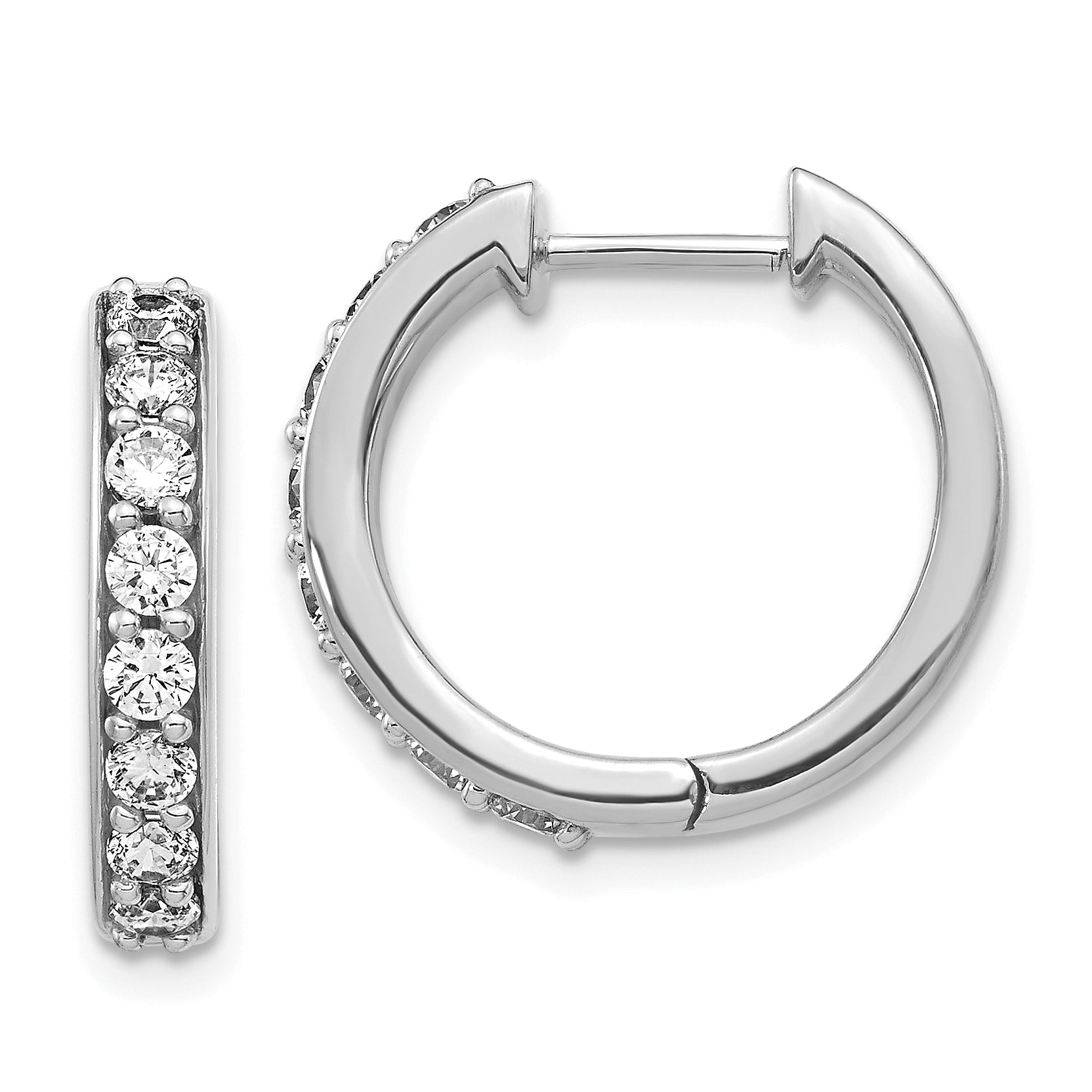 10k White Gold Diamond Hinged Hoop Earrings Main image