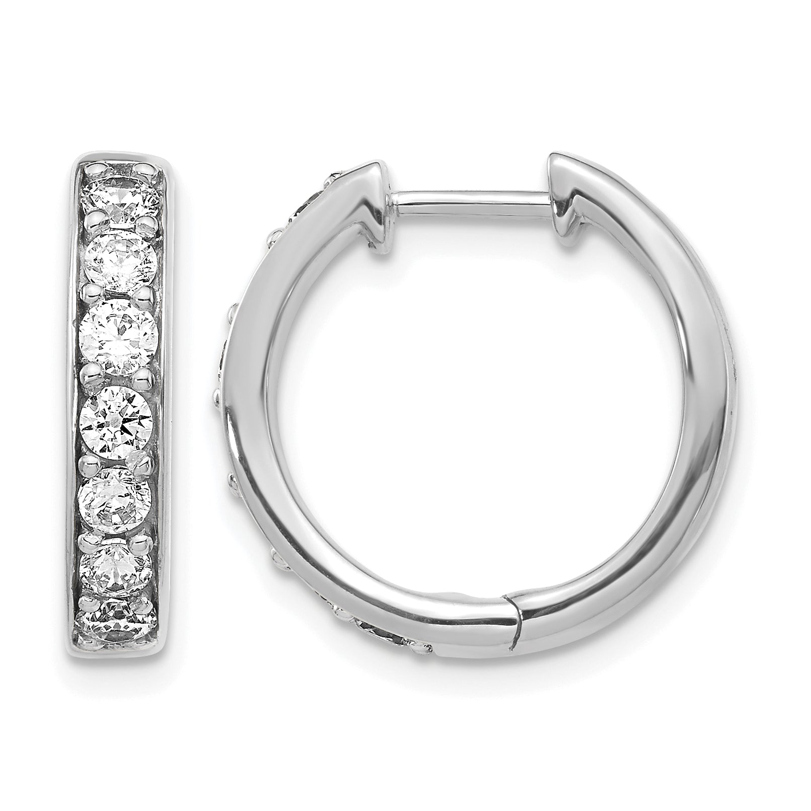 14k White Gold 1 carat Lab Grown Diamond VS/SI+ G+ Complete Hinged Hoop Earrings Main image