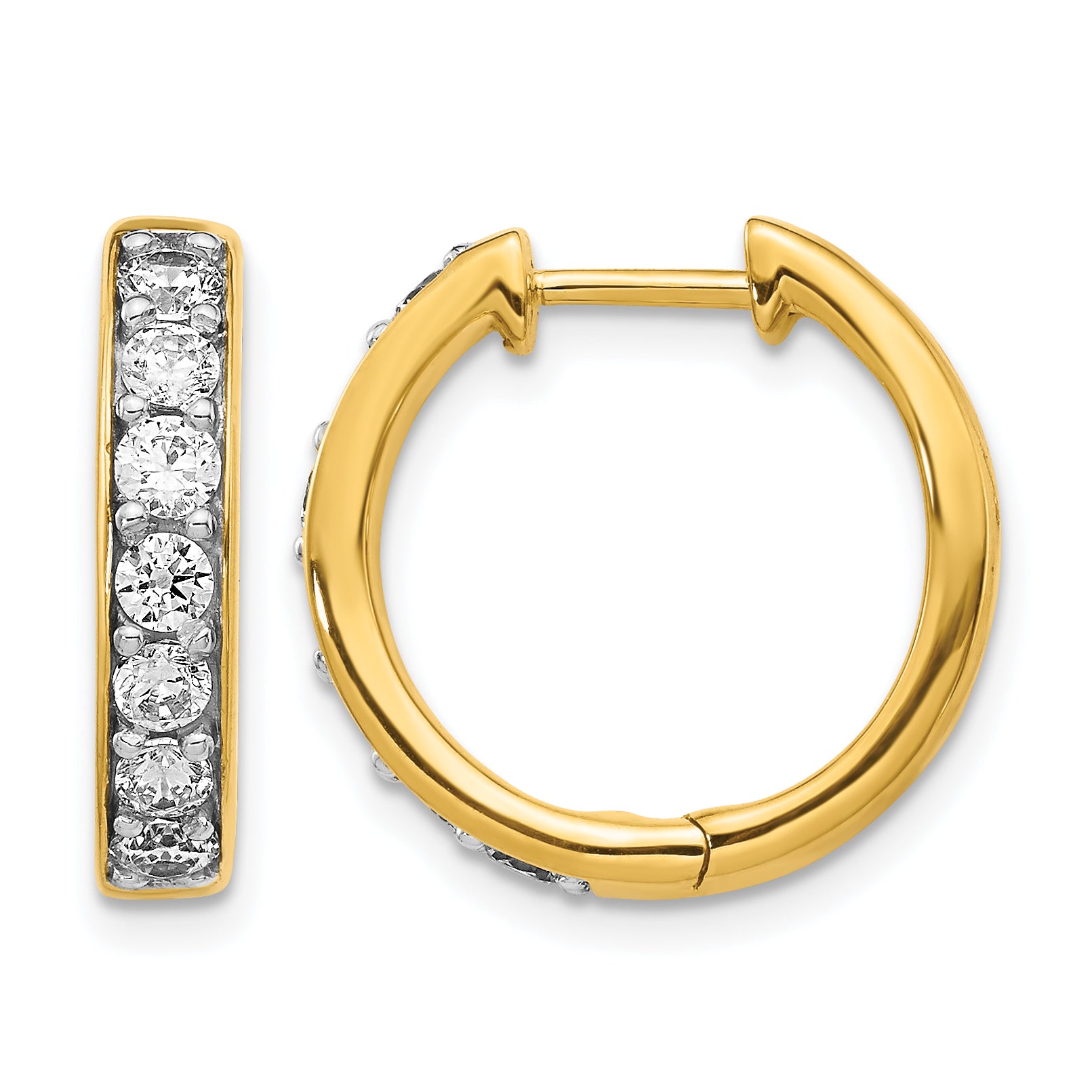 14k 1 carat Lab Grown Diamond VS/SI+ G+ Complete Hinged Hoop Earrings Main image
