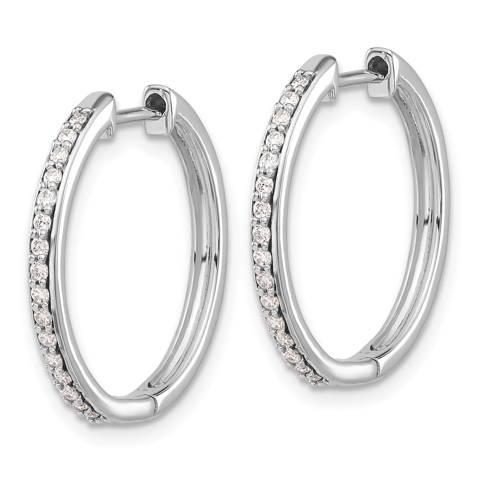 10k White Gold Diamond Hinged Hoop Earrings Secondary image