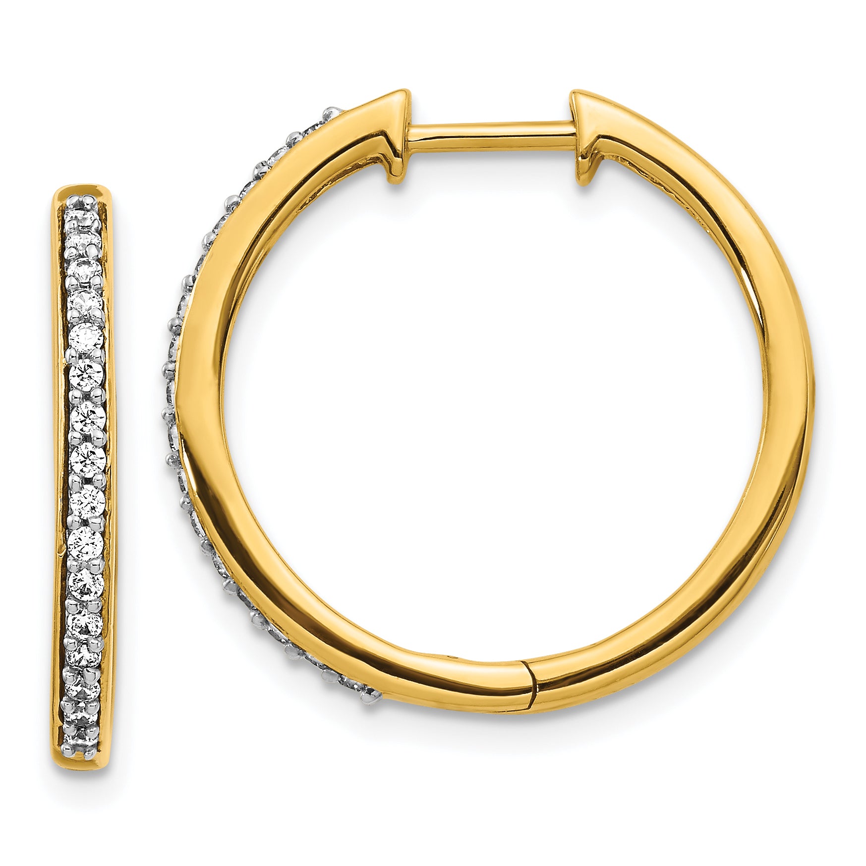 10k Diamond Hinged Hoop Earrings Main image