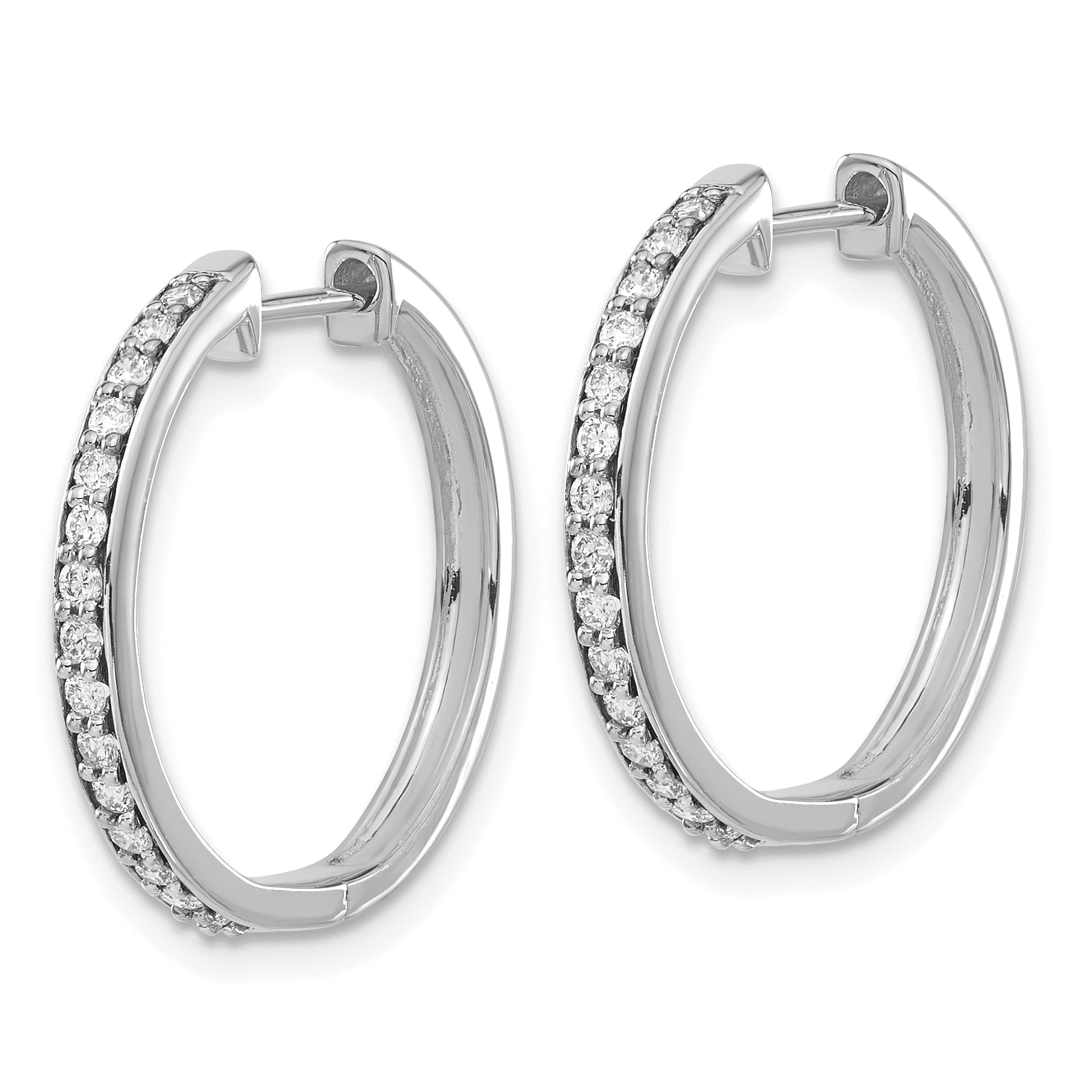 10k White Gold Diamond Hinged Hoop Earrings Secondary image