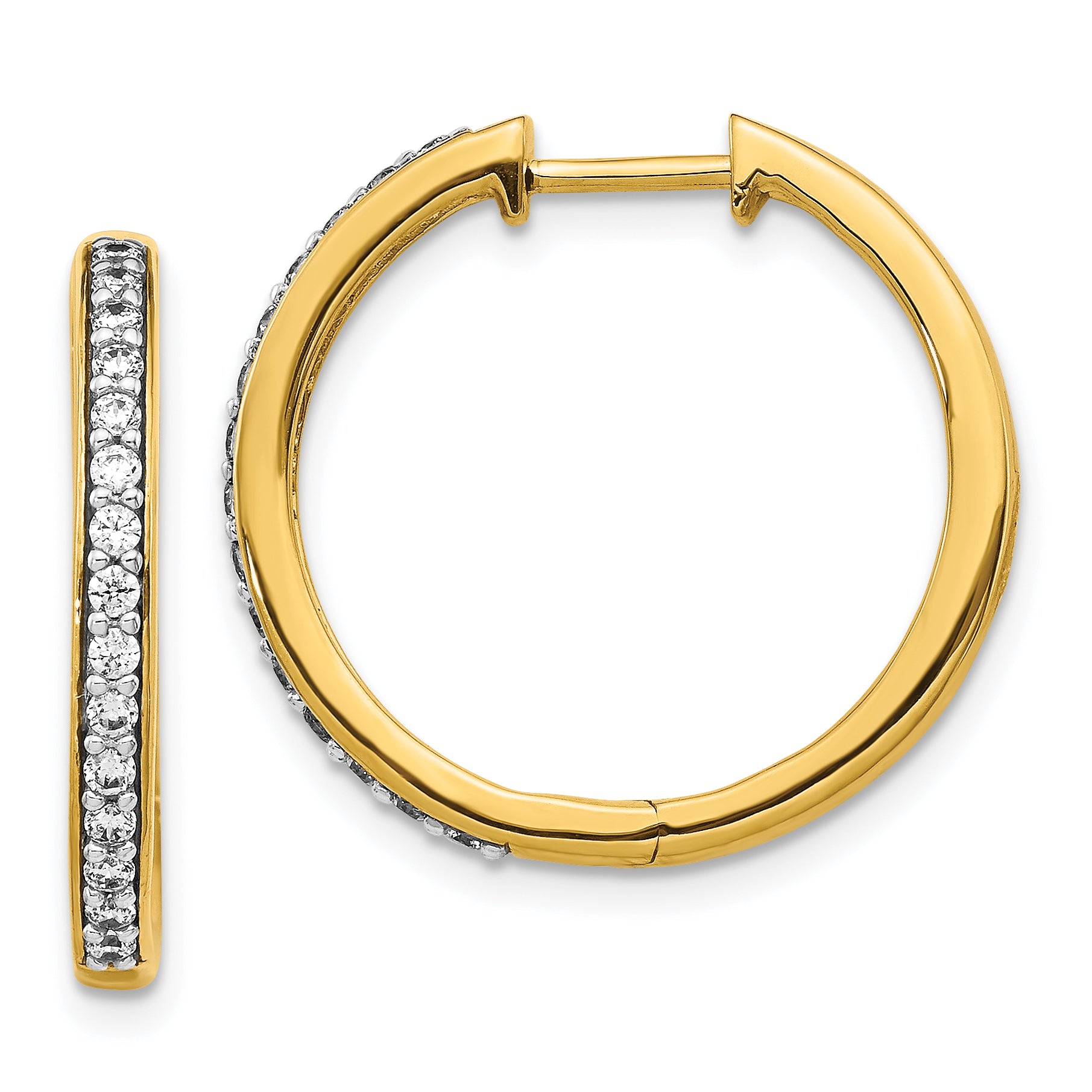 10k Diamond Hinged Hoop Earrings Main image