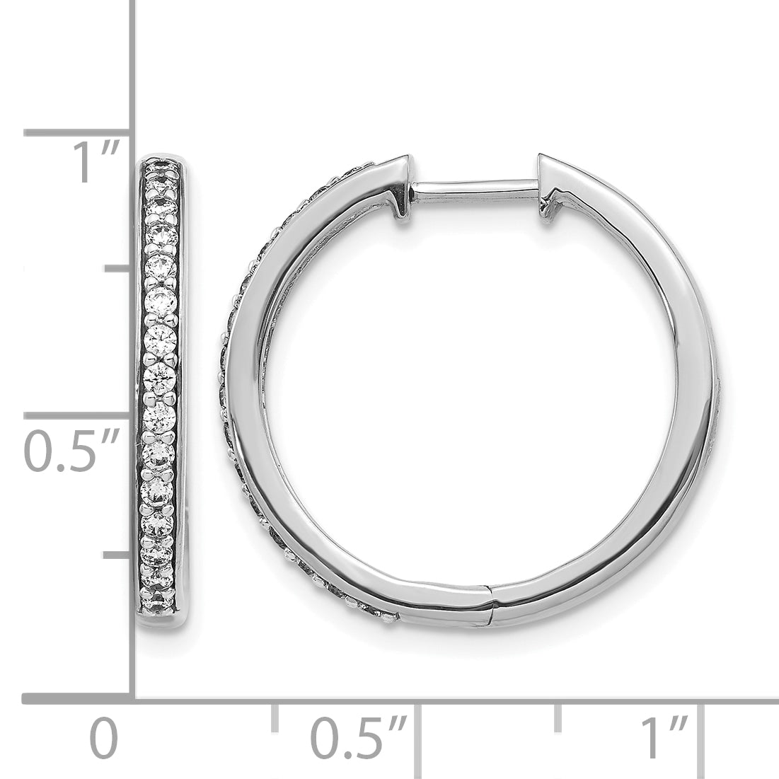 14k White Gold 1/3 carat Lab Grown Diamond VS/SI+ G+ Complete Hinged Hoop Earrings