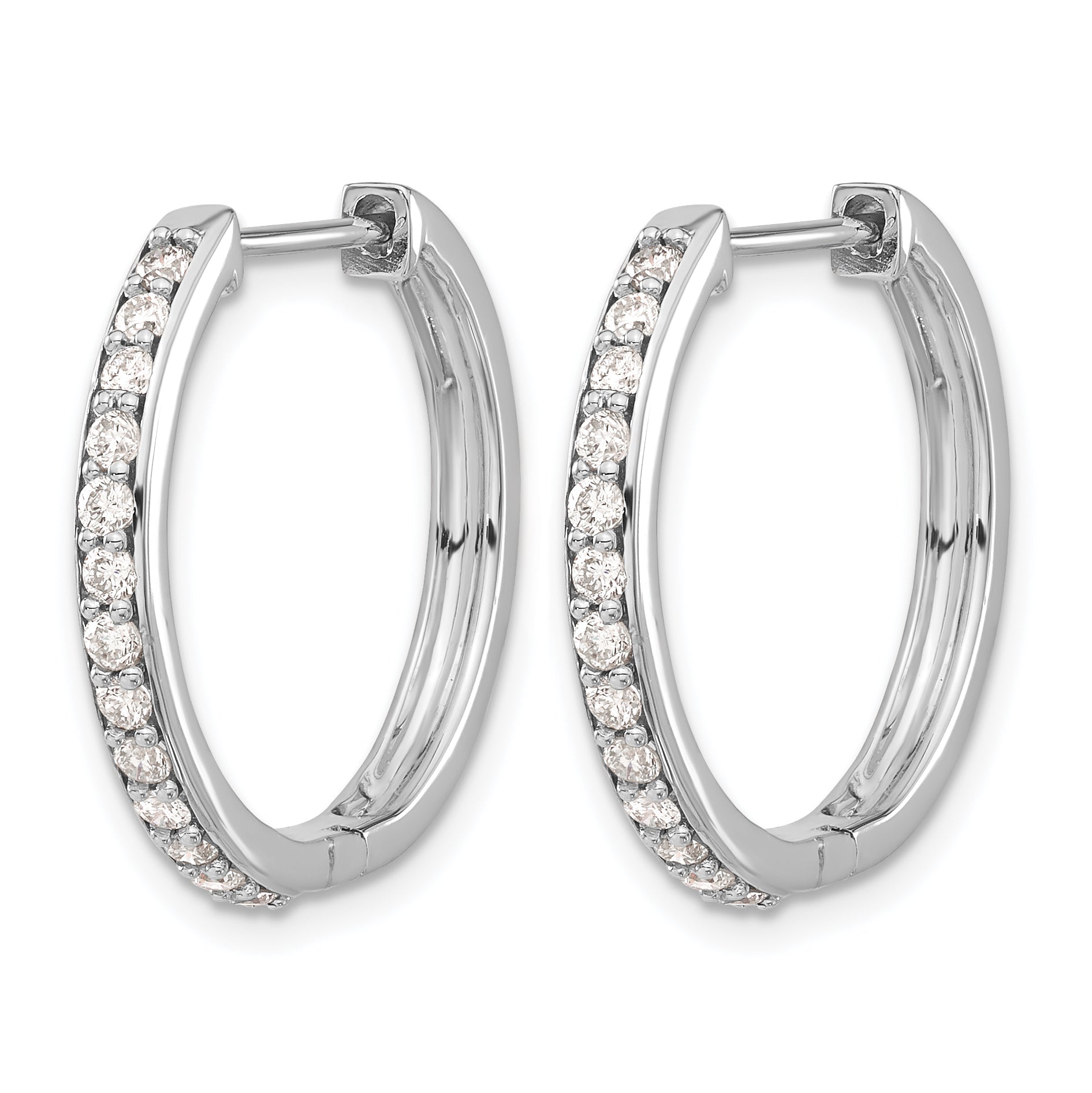 10k White Gold Diamond Hinged Hoop Earrings