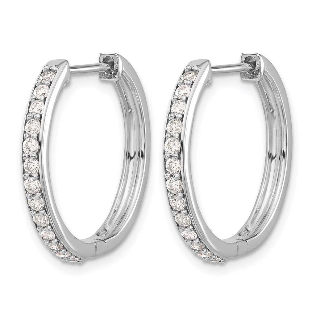 10k White Gold Diamond Hinged Hoop Earrings