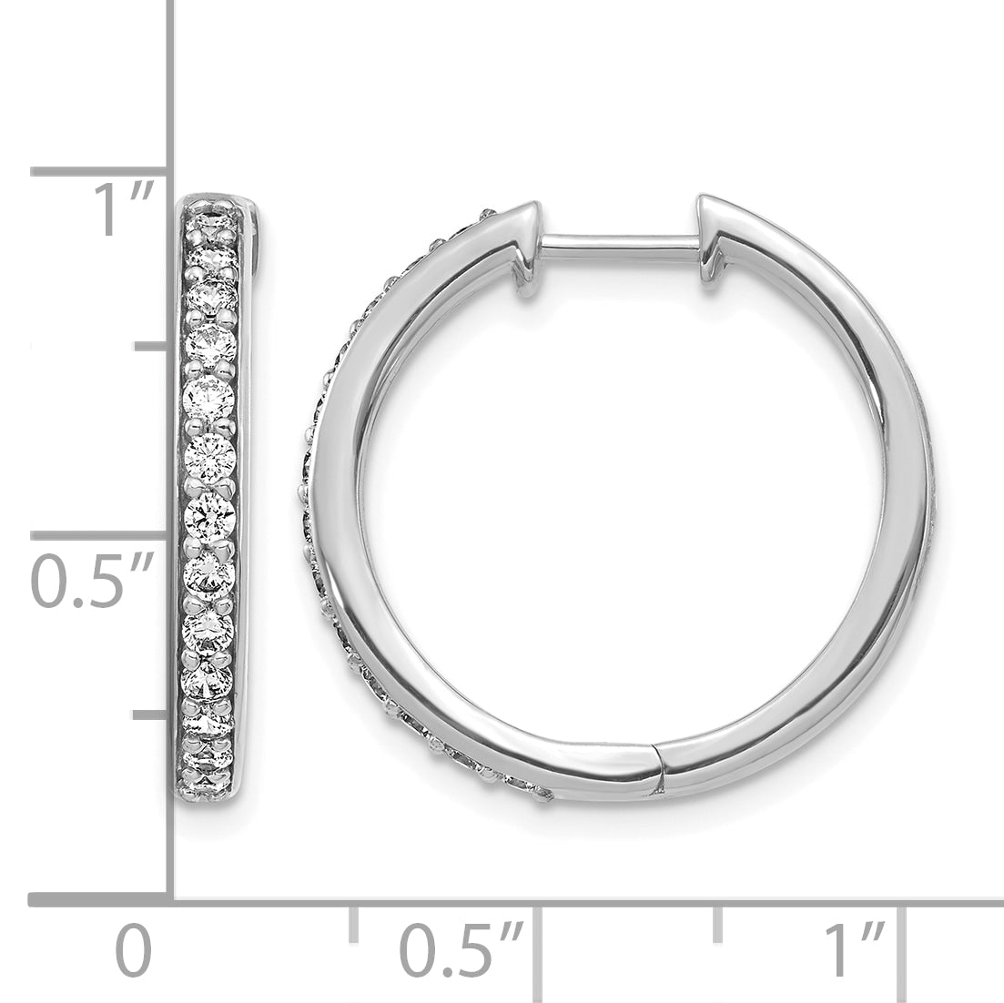 10k White Gold Diamond Hinged Hoop Earrings
