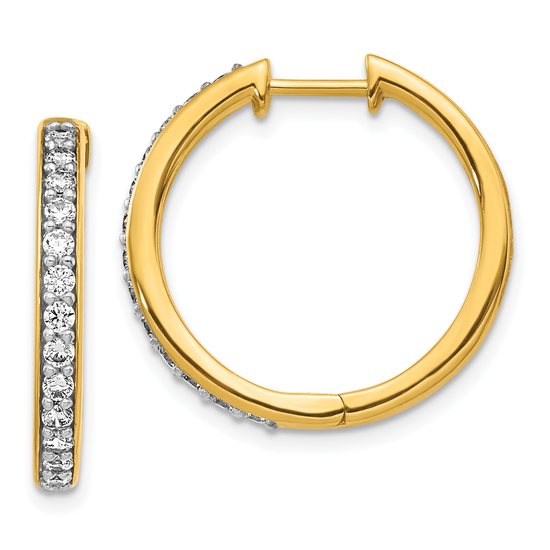 10k Diamond Hinged Hoop Earrings Main image