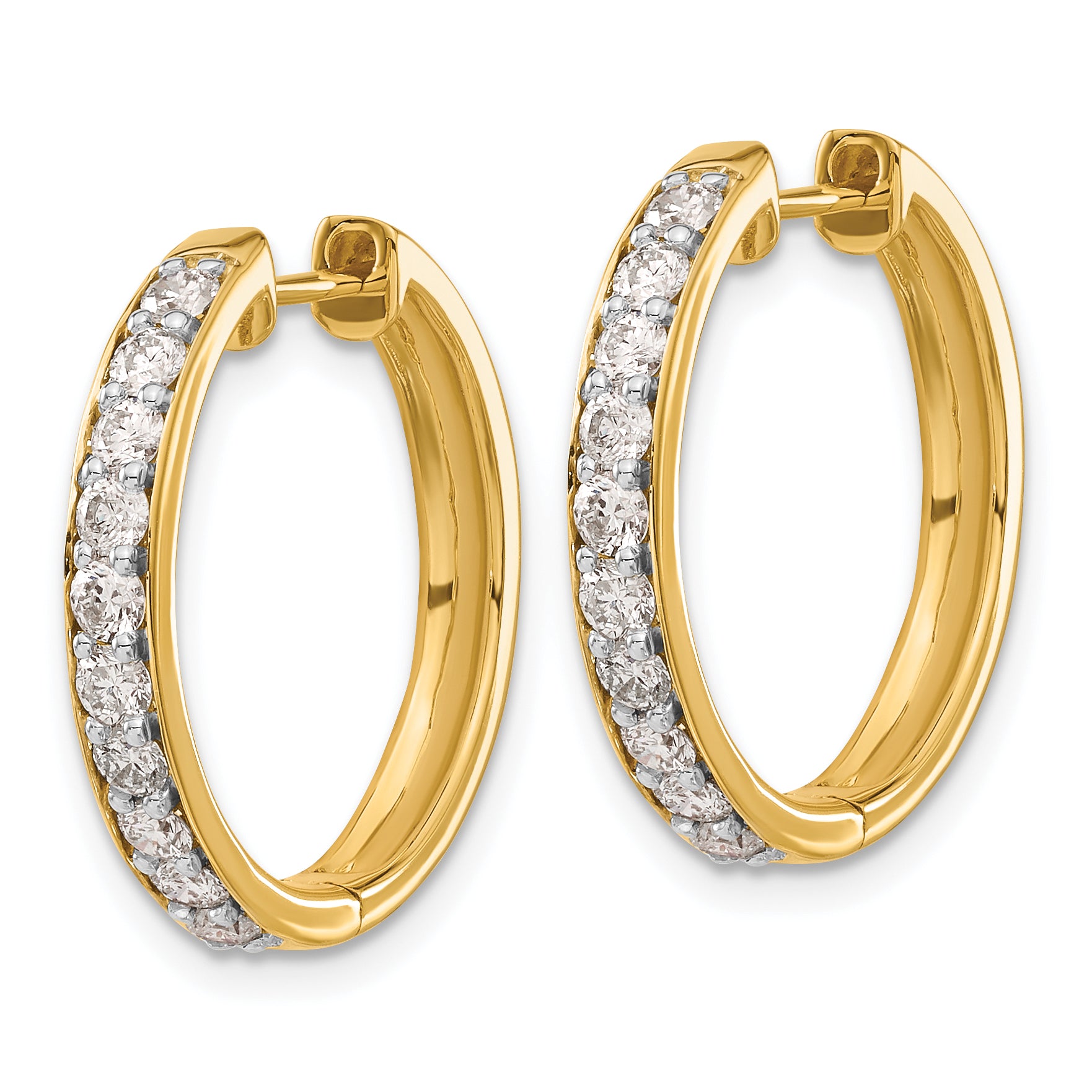 10k Diamond Hinged Hoop Earrings Secondary image