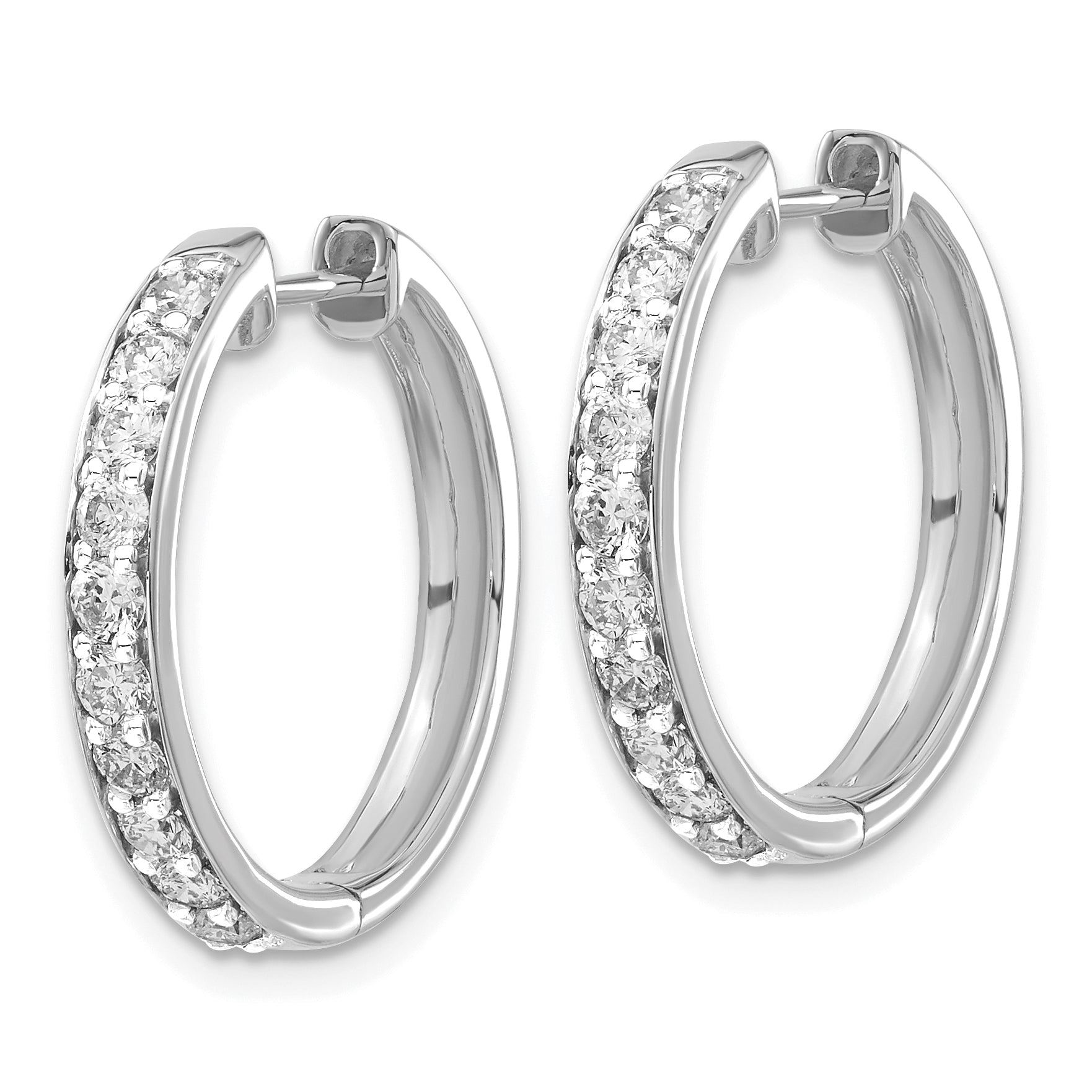 14k White Gold 1 carat Lab Grown Diamond VS/SI+ G+ Complete Hinged Hoop Earrings Secondary image
