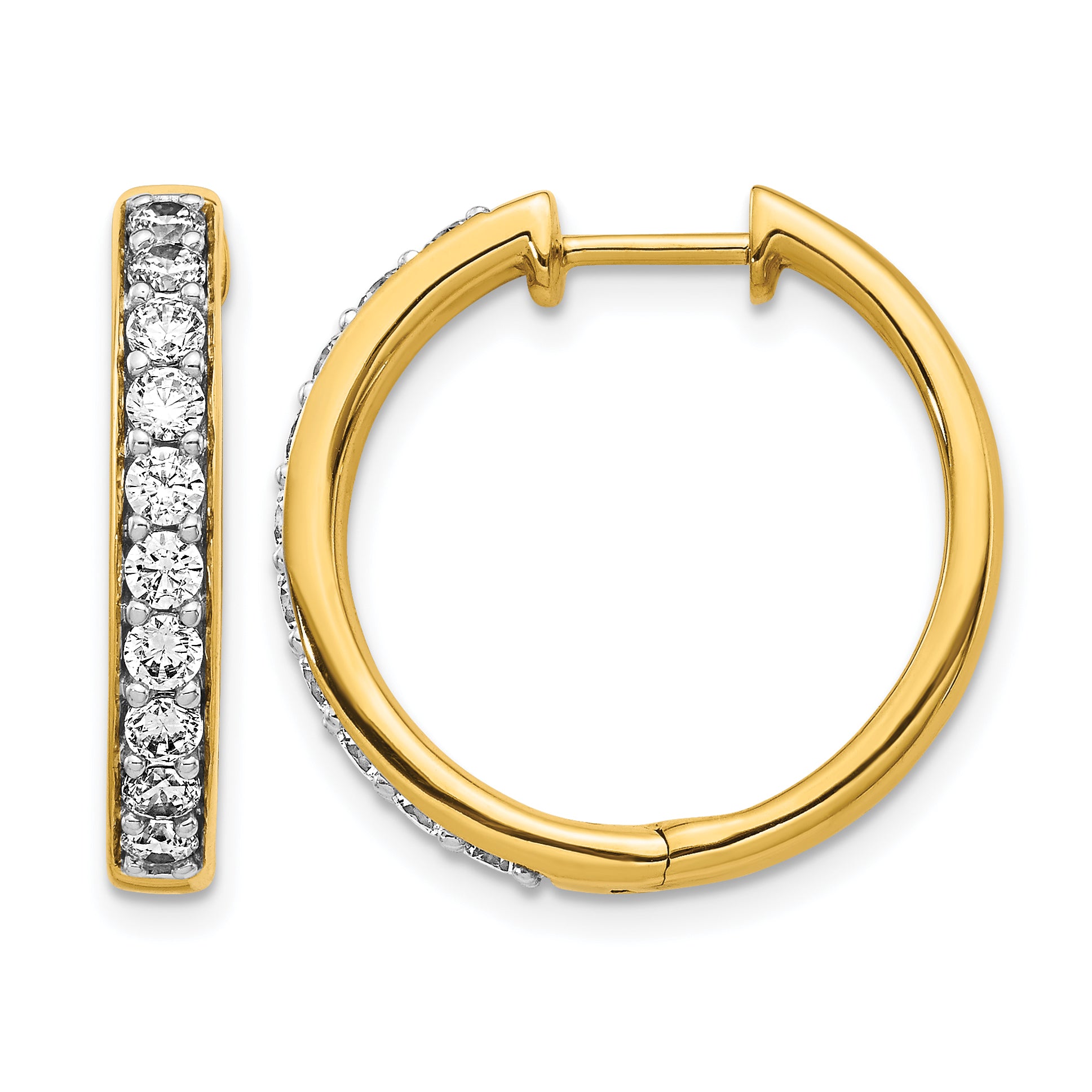 14k 1 carat Lab Grown Diamond VS/SI+ G+ Complete Hinged Hoop Earrings Main image