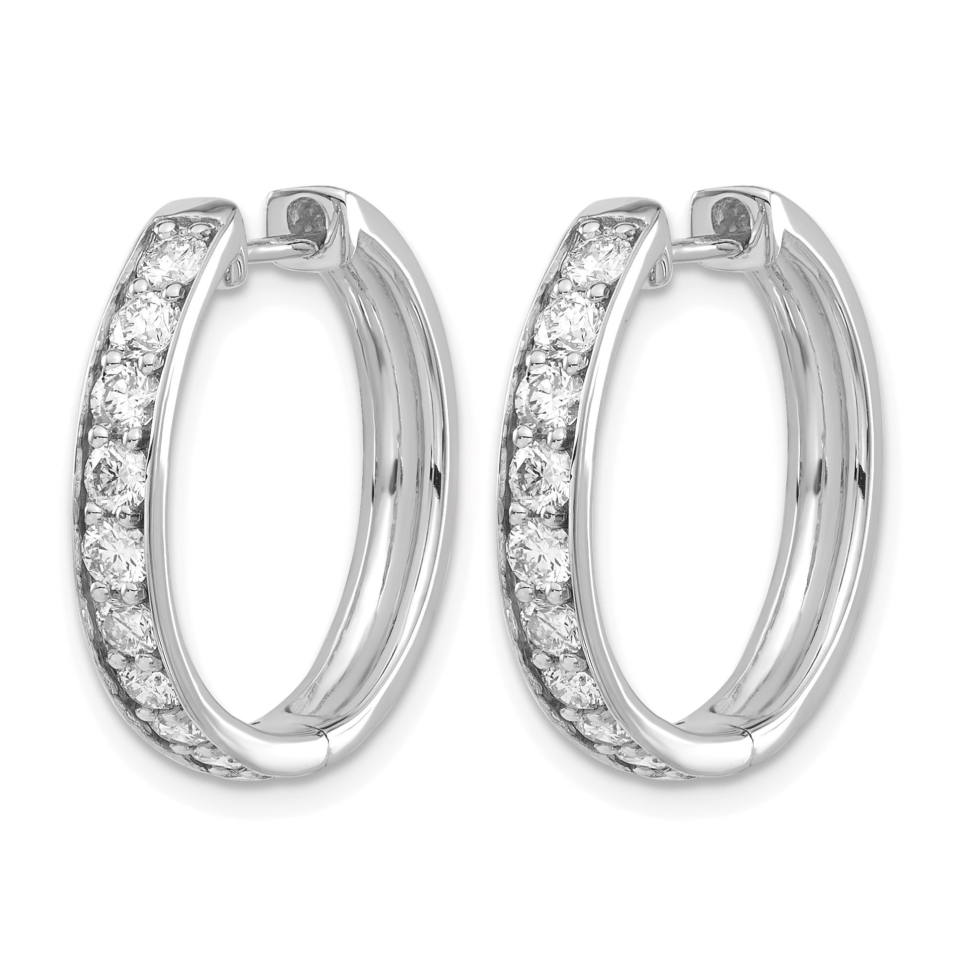 10k White Gold Diamond Hinged Hoop Earrings