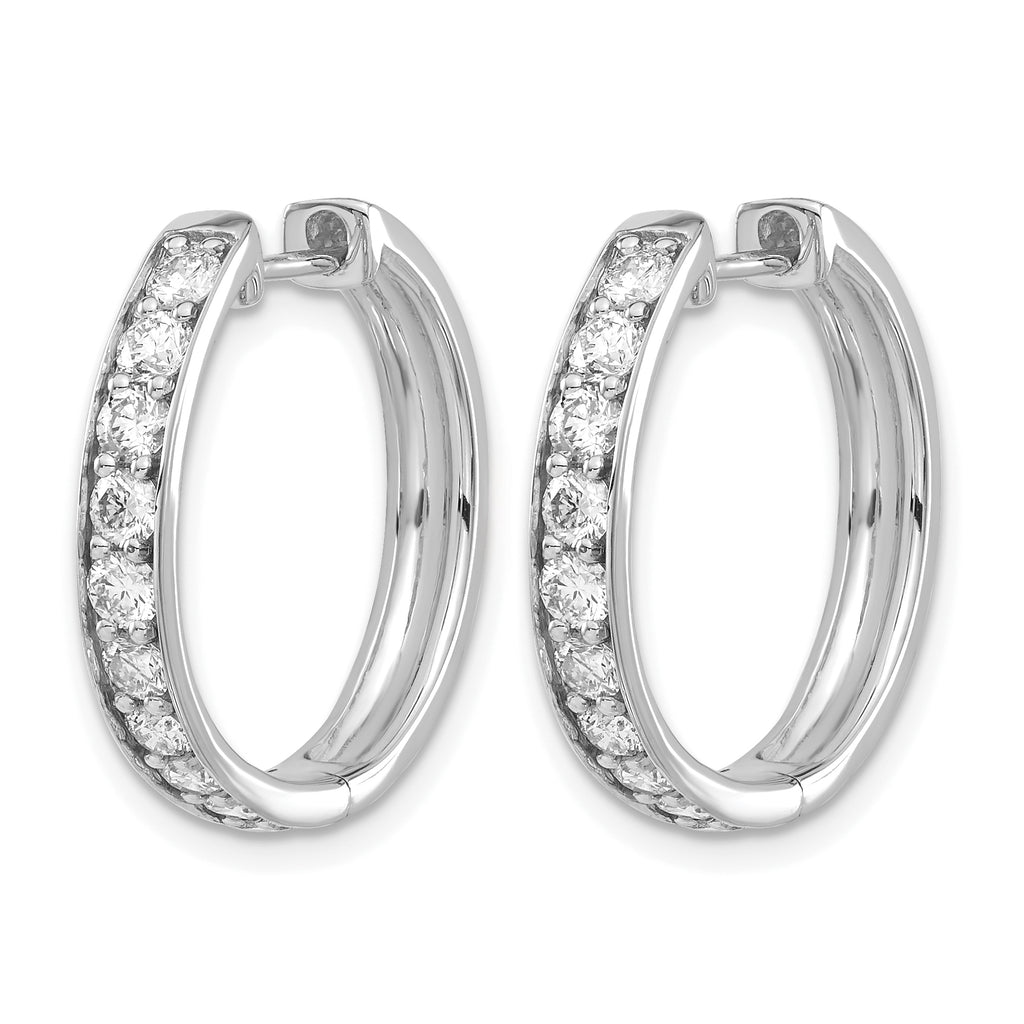 10k White Gold Diamond Hinged Hoop Earrings