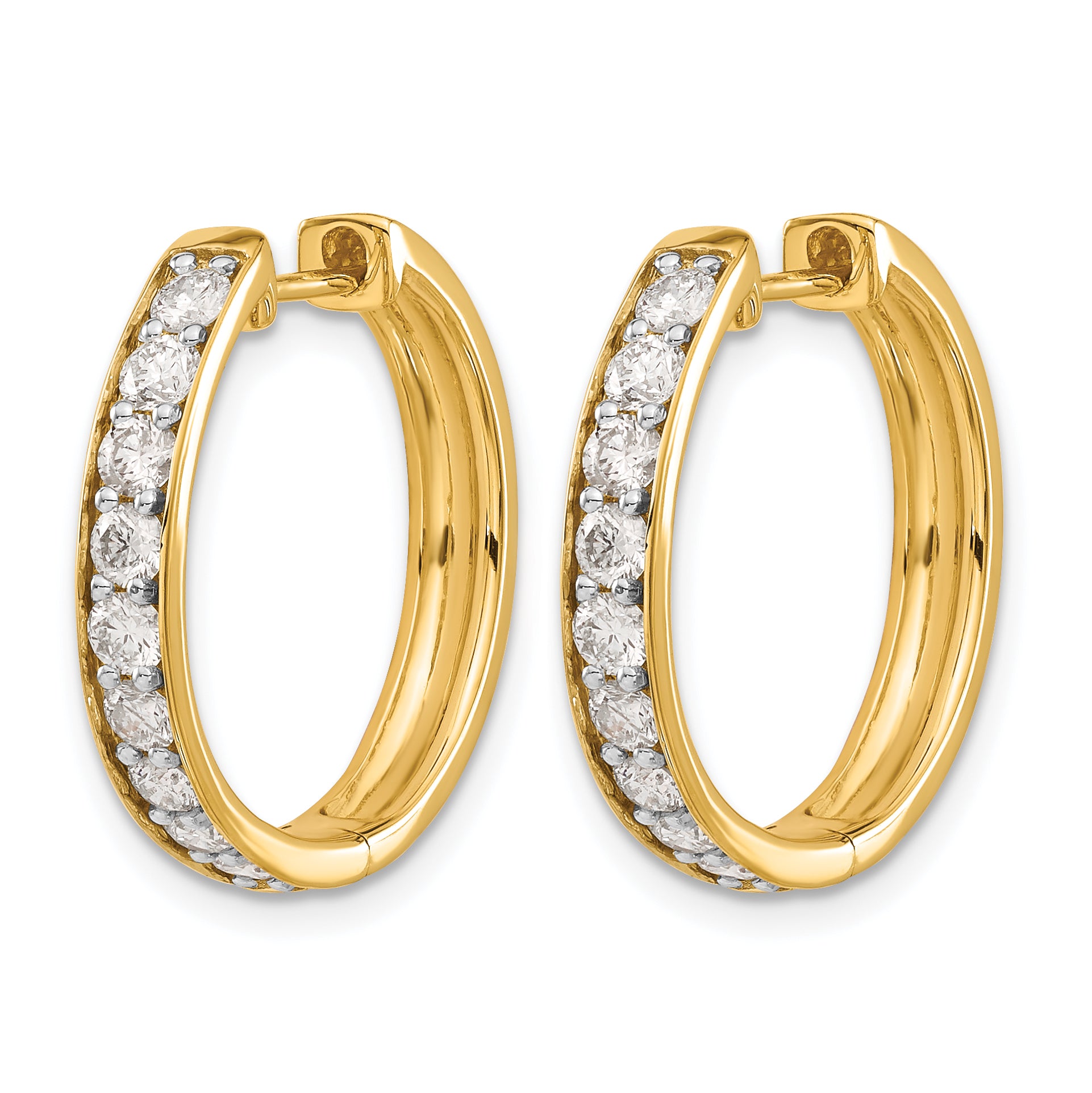 10k Diamond Hinged Hoop Earrings Secondary image