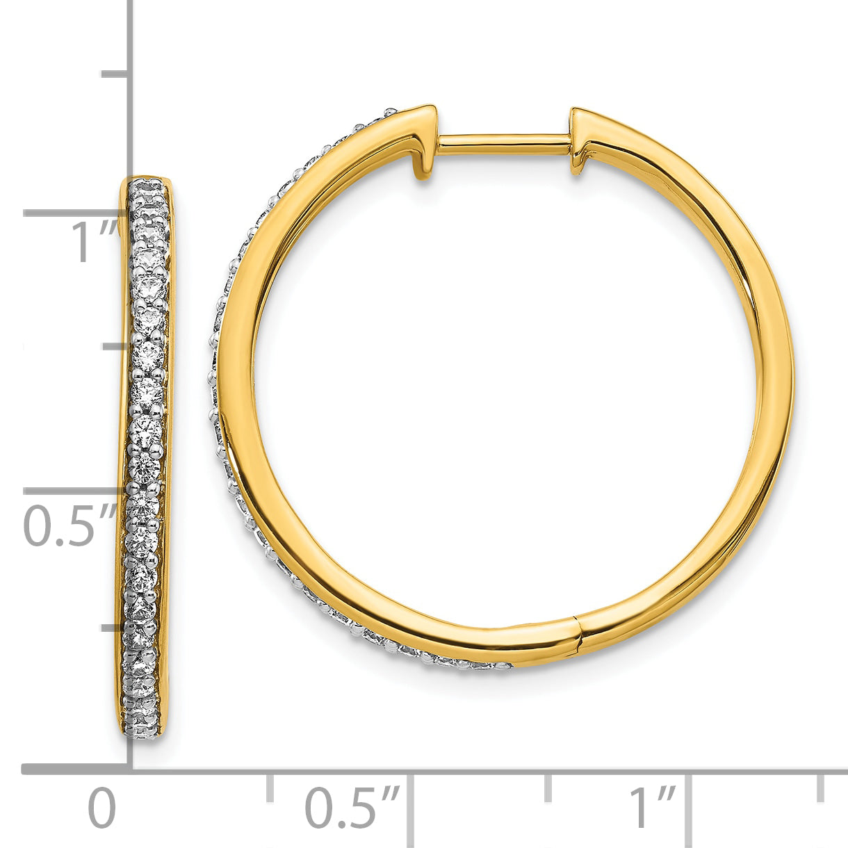 10k Diamond Hinged Hoop Earrings Secondary image
