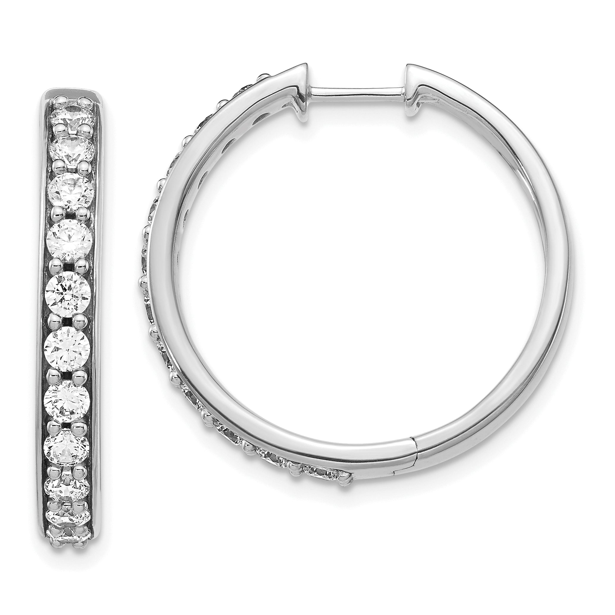 14k White Gold 1 1/2 carat Lab Grown Diamond VS/SI+ G+ Complete Hinged Hoop Earrings Main image