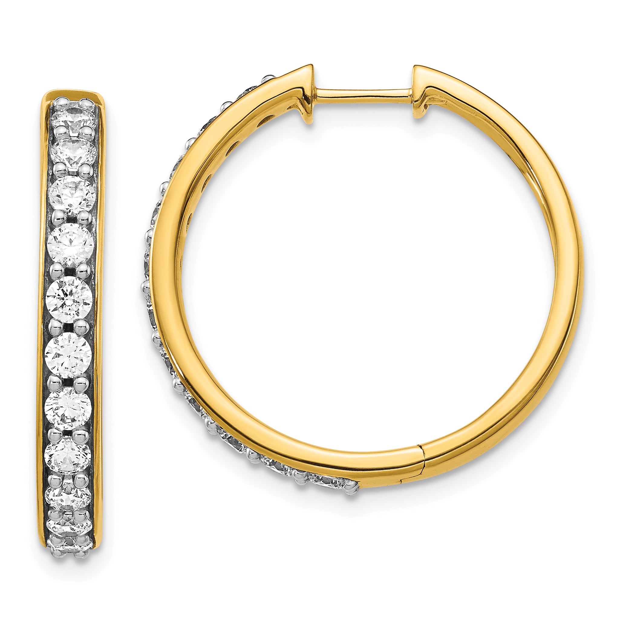 14k 1 1/2 carat Lab Grown Diamond VS/SI+ G+ Complete Hinged Hoop Earrings Main image