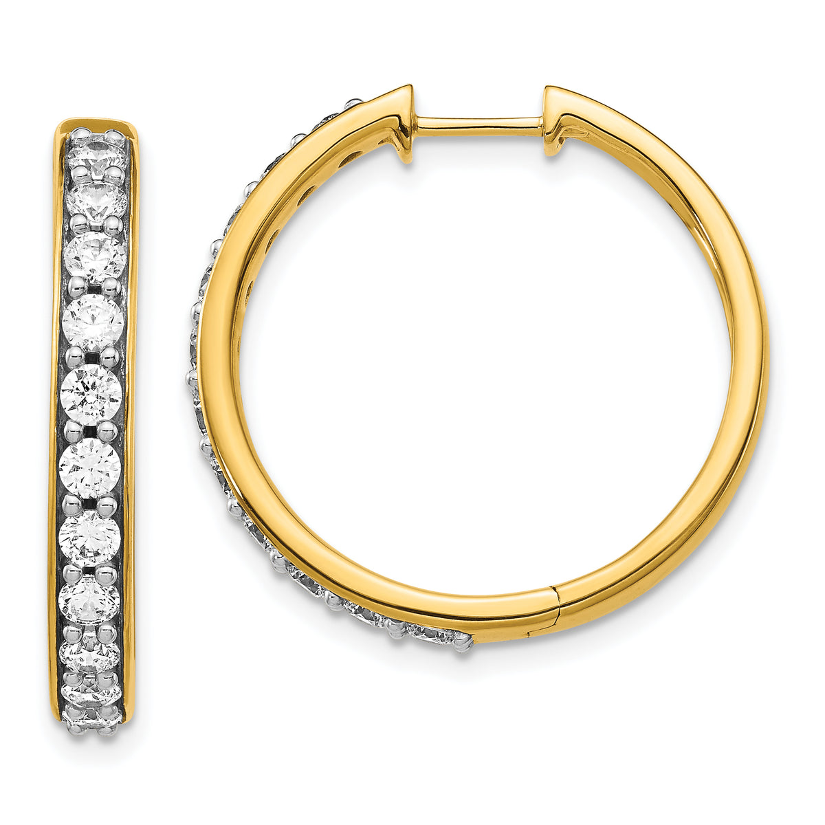 14k 1 1/2 carat Lab Grown Diamond VS/SI+ G+ Complete Hinged Hoop Earrings