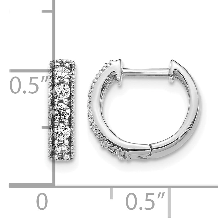 14k White Gold 1/3 carat Lab Grown Diamond VS/SI+ G+ Complete Miligrain Hinged Hoop Earrings