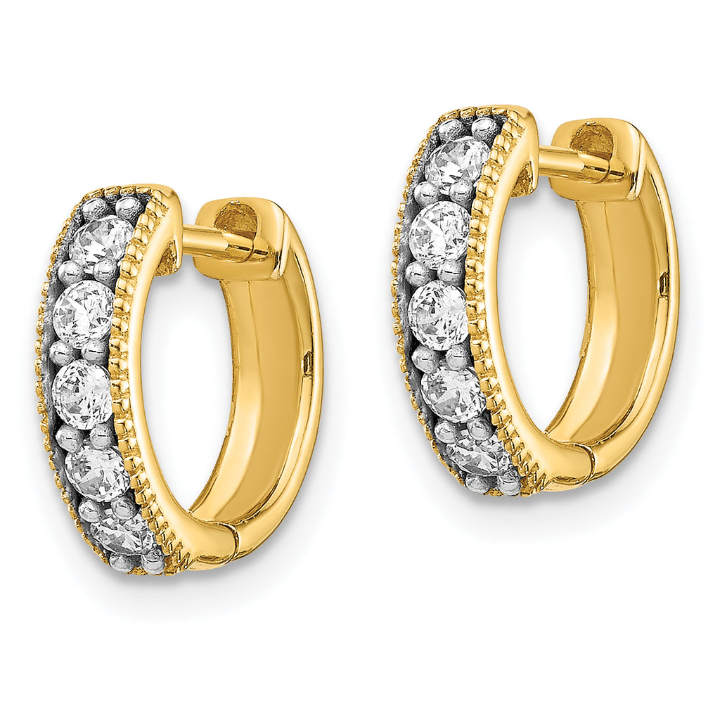 14k 1/3 carat Lab Grown Diamond VS/SI+ G+ Complete Miligrain Hinged Hoop Earrings