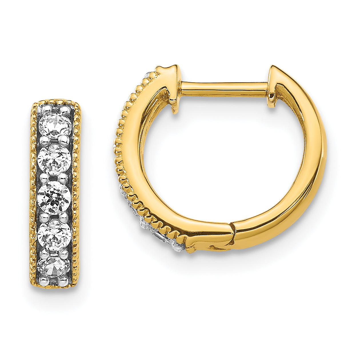 14k 1/3 carat Lab Grown Diamond VS/SI+ G+ Complete Miligrain Hinged Hoop Earrings Main image