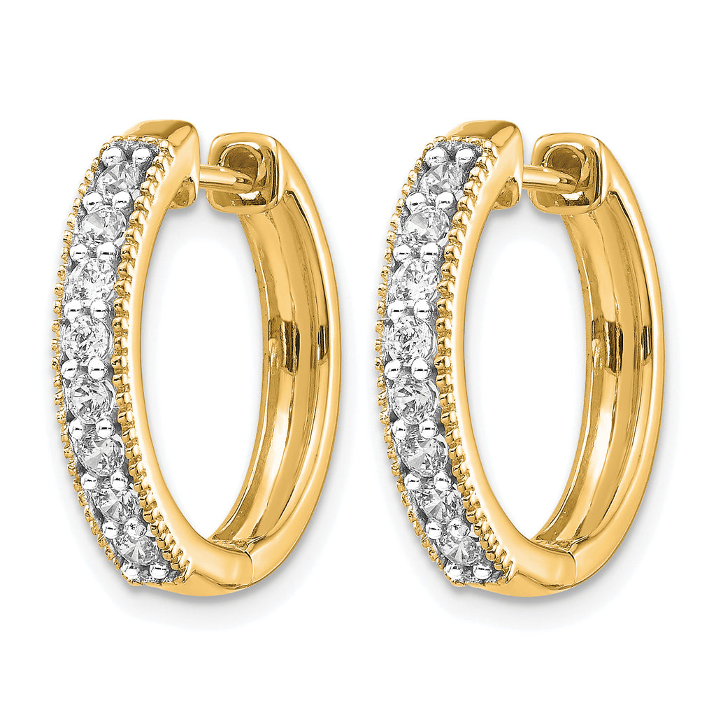 10k Yellow Gold Diamond Milgrain Hinged Hoop Earrings