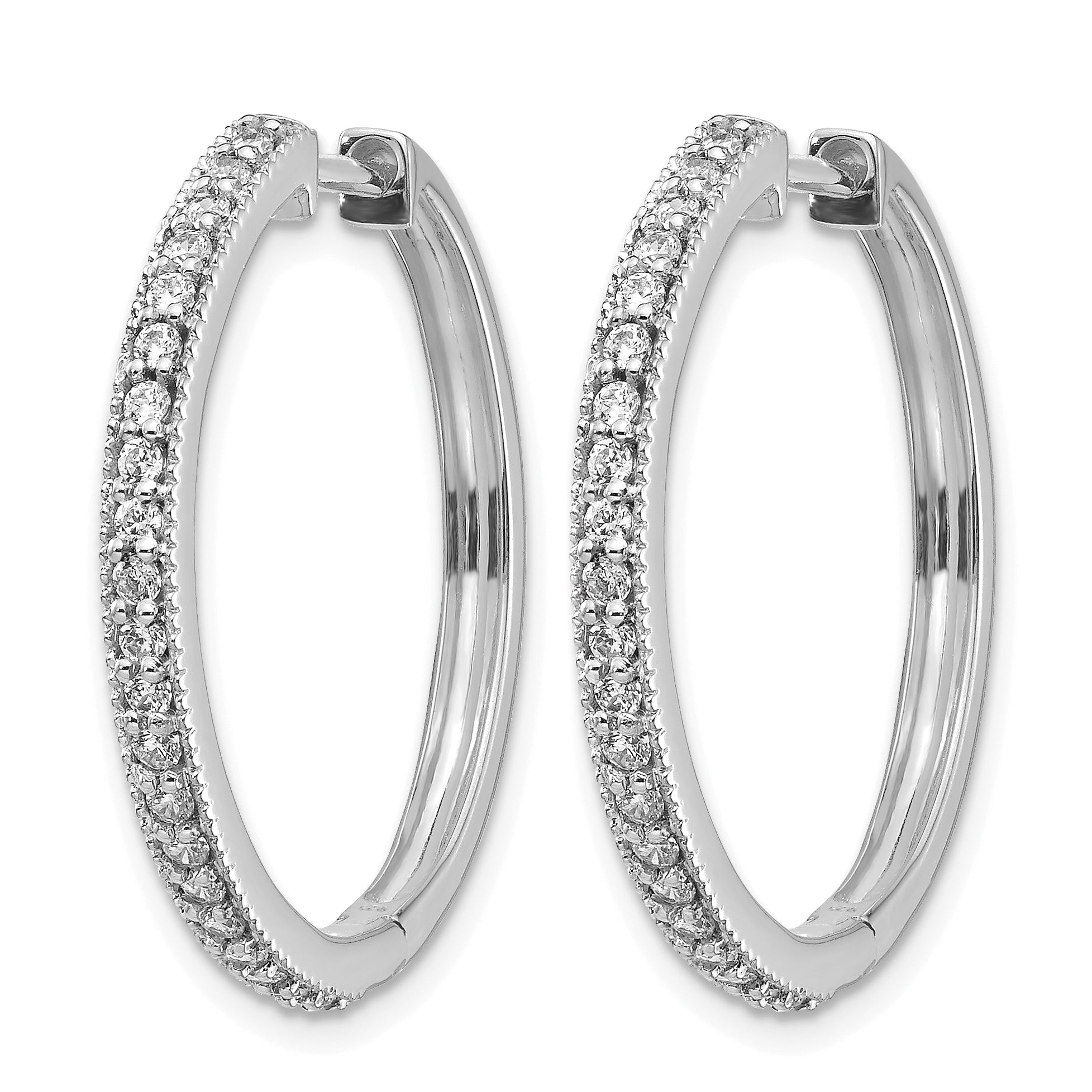 14k White Gold 1/2 carat Lab Grown Diamond VS/SI+ G+ Complete Miligrain Hinged Hoop Earrings