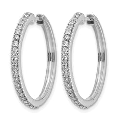 14k White Gold 1/2 carat Lab Grown Diamond VS/SI+ G+ Complete Miligrain Hinged Hoop Earrings