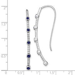 14K White Gold Lab Grown Dia VS/SI+ G+ Cr.Sapphire Threader Earrings