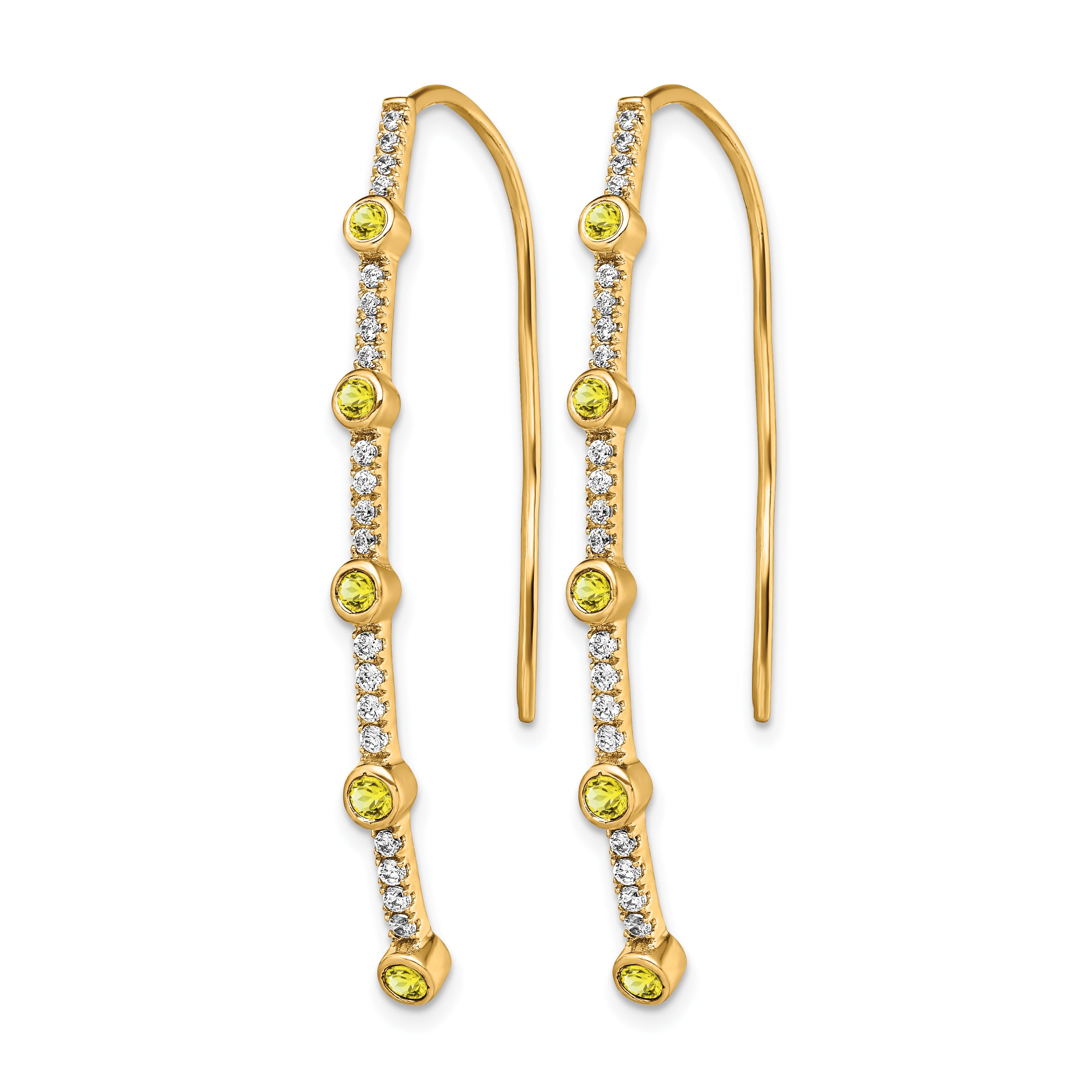 14K Lab Grown Diamond VS/SI+ G+ Cr.Yellow Sapp Threader Earring