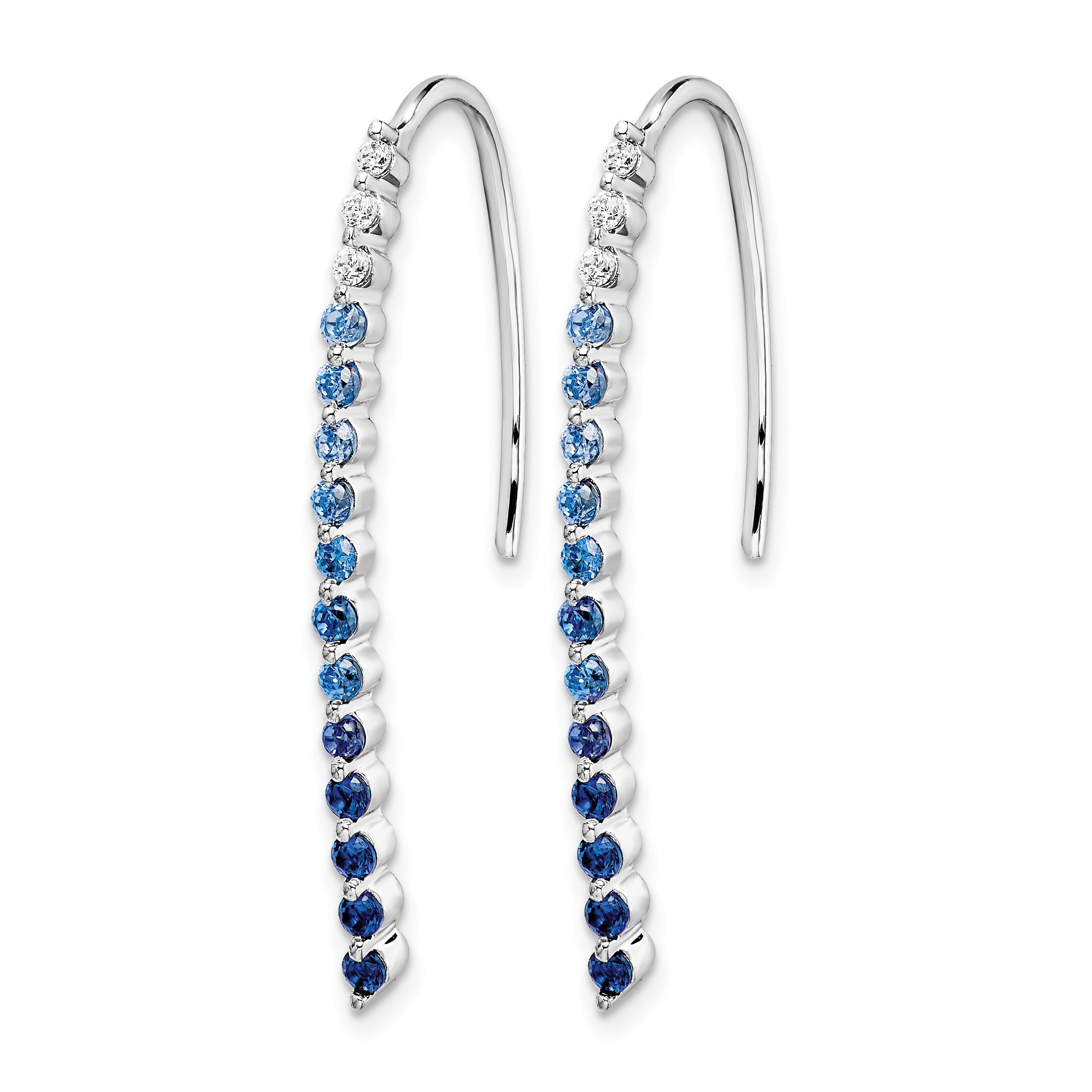 10k White Gold Diamond and Sapphire Earrings Secondary image