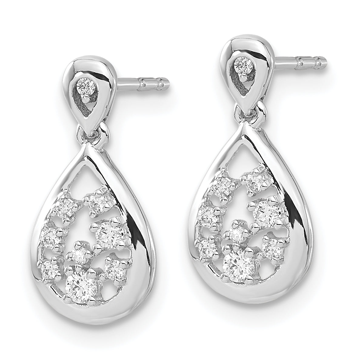 14k White Gold 1/6 carat Lab Grown Diamond VS/SI+ G+ Complete Dangle Teardrop Post Earrings