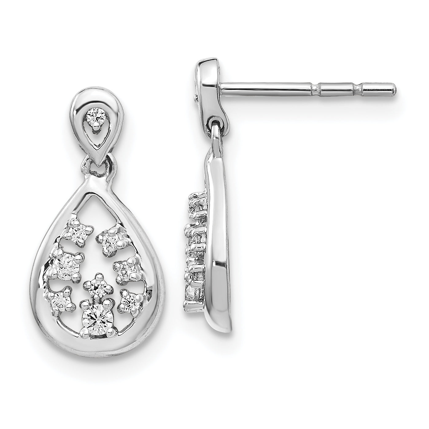14k White Gold 1/6 carat Lab Grown Diamond VS/SI+ G+ Complete Dangle Teardrop Post Earrings Main image