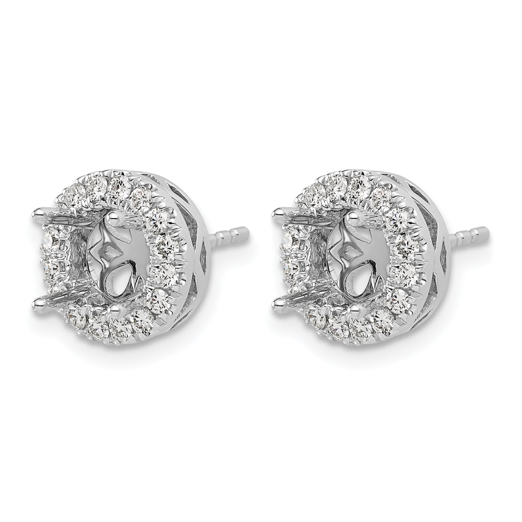 14k White Gold 1/2 carat Certified Lab Grown Diamond VS/SI+ G+ Semi Mount Round Halo Post Earrings