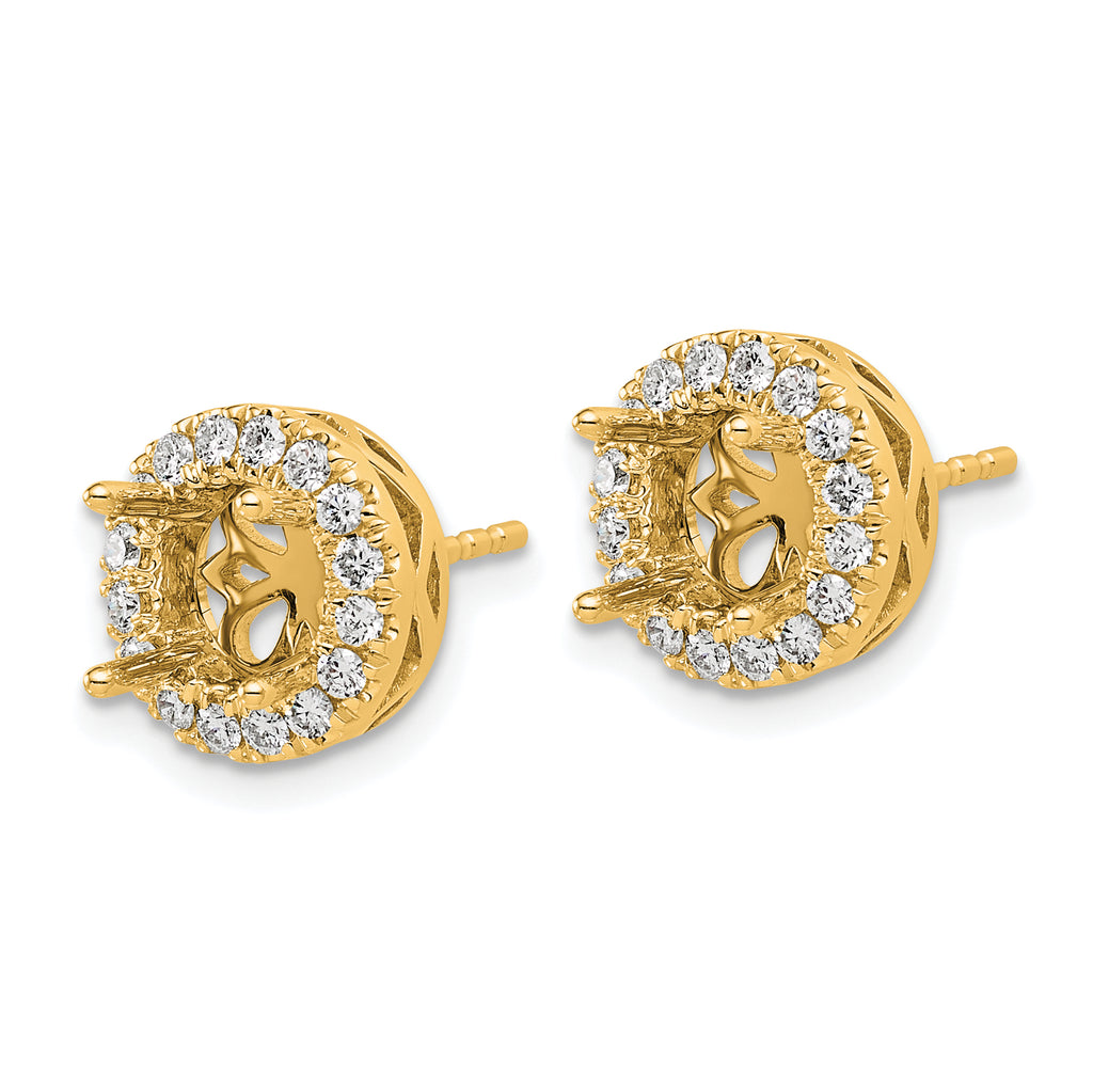 14k 1/2 carat Certified Lab Grown Diamond VS/SI+ G+ Semi Mount Round Halo Post Earrings