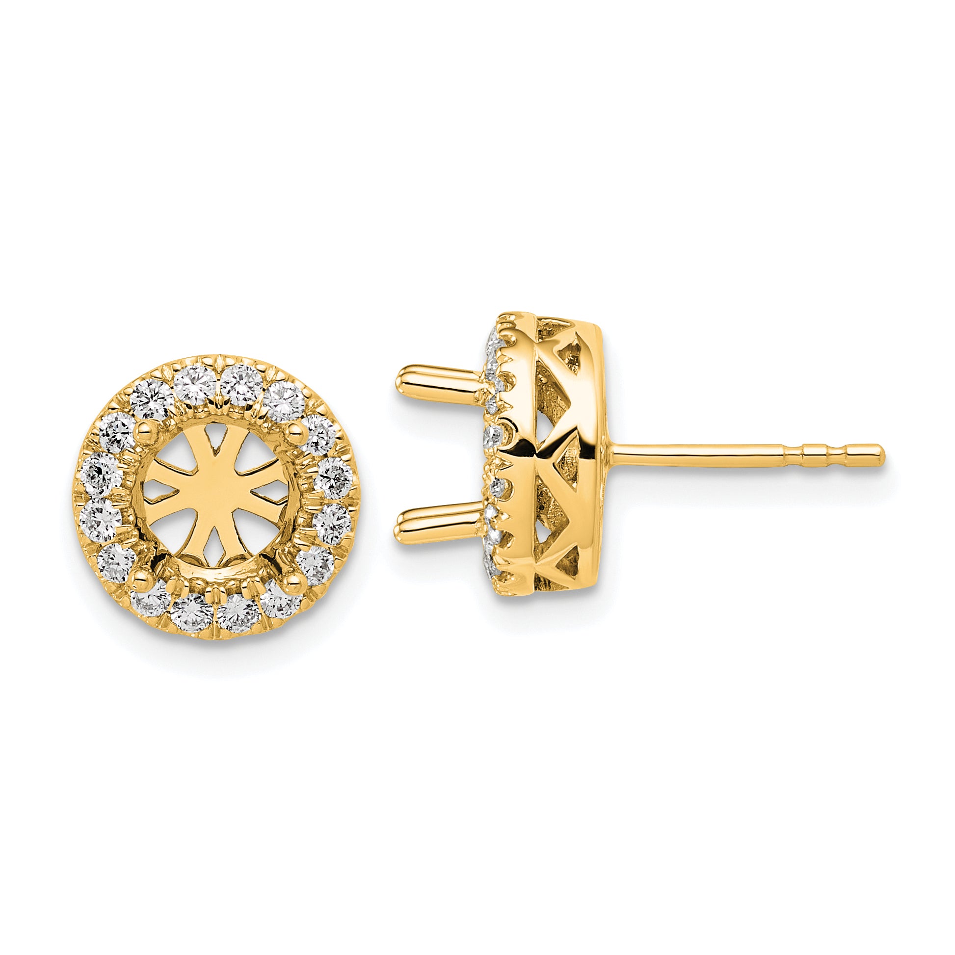 14k 1/2 carat Certified Lab Grown Diamond VS/SI+ G+ Semi Mount Round Halo Post Earrings Main image