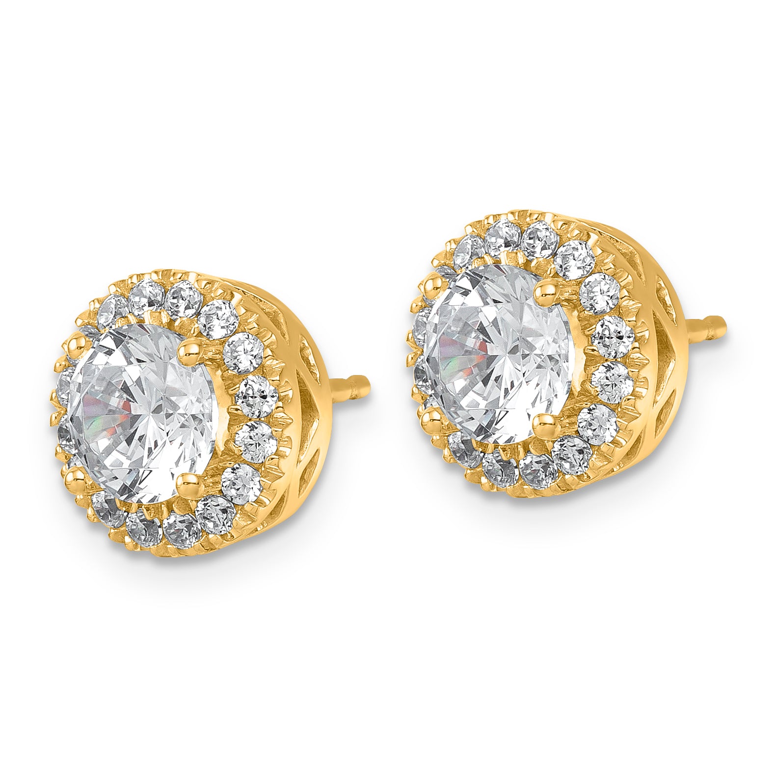14k 2 1/2 carat Certified Lab Grown Diamond VS/SI+ G+ Complete Round Halo Post Earrings Secondary image