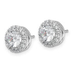 14k White Gold 2 1/2 carat Certified Lab Grown Diamond VS/SI+ G+ Complete Round Halo Post Earrings