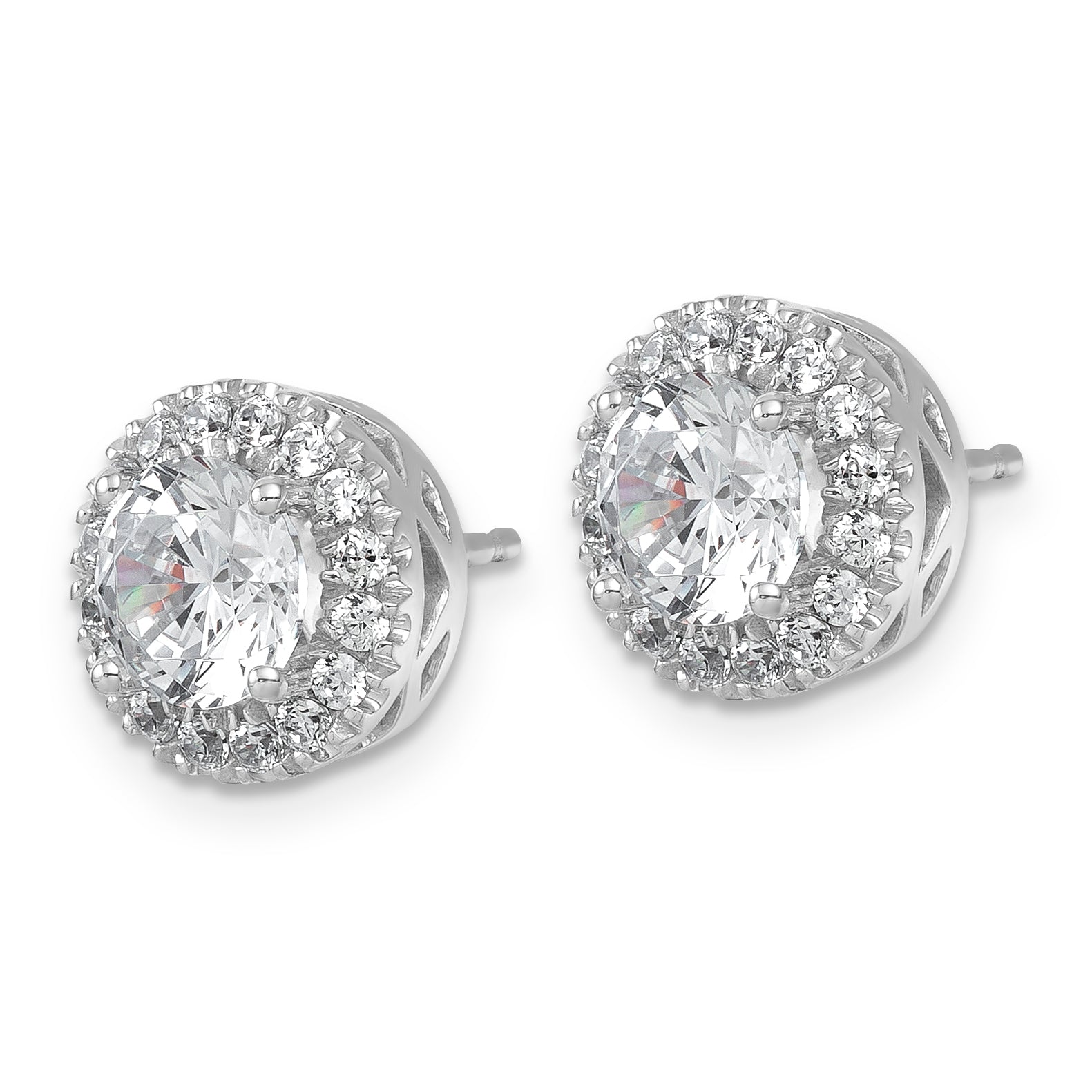 14k White Gold 2 1/2 carat Certified Lab Grown Diamond VS/SI+ G+ Complete Round Halo Post Earrings