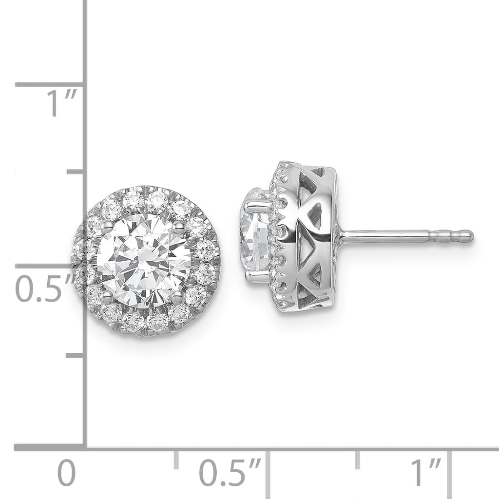 14k White Gold 2 1/2 carat Certified Lab Grown Diamond VS/SI+ G+ Complete Round Halo Post Earrings