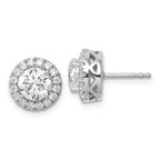 14k White Gold 2 1/2 carat Certified Lab Grown Diamond VS/SI+ G+ Complete Round Halo Post Earrings