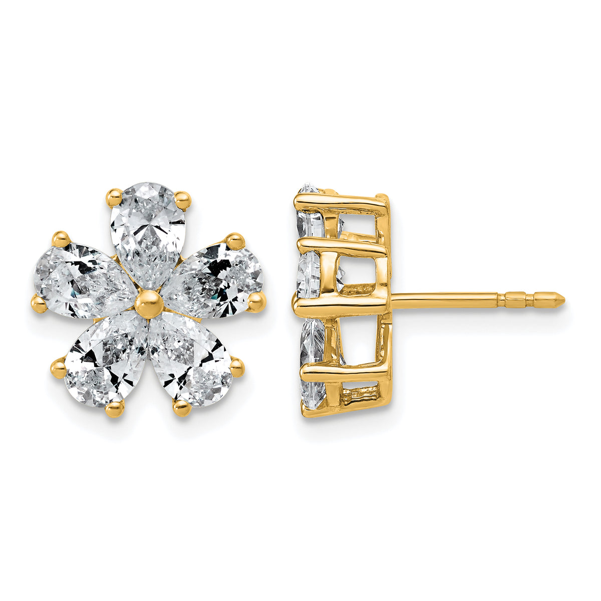 Flower Lab-Grown Diamond Studs in 14K Yellow Gold (2 ct. tw.) - Sophia Jewelers Main image